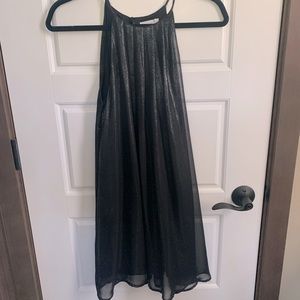 Shiny black high neck dress